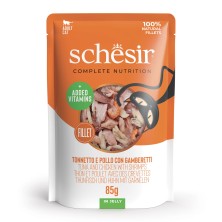 Schesir Cat Pouch Gelatina Atún con Pollo y Gambas 85 Gr