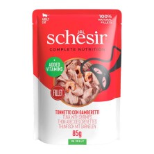 Schesir Cat Pouch Gelatina Atún con Gambas 85 Gr