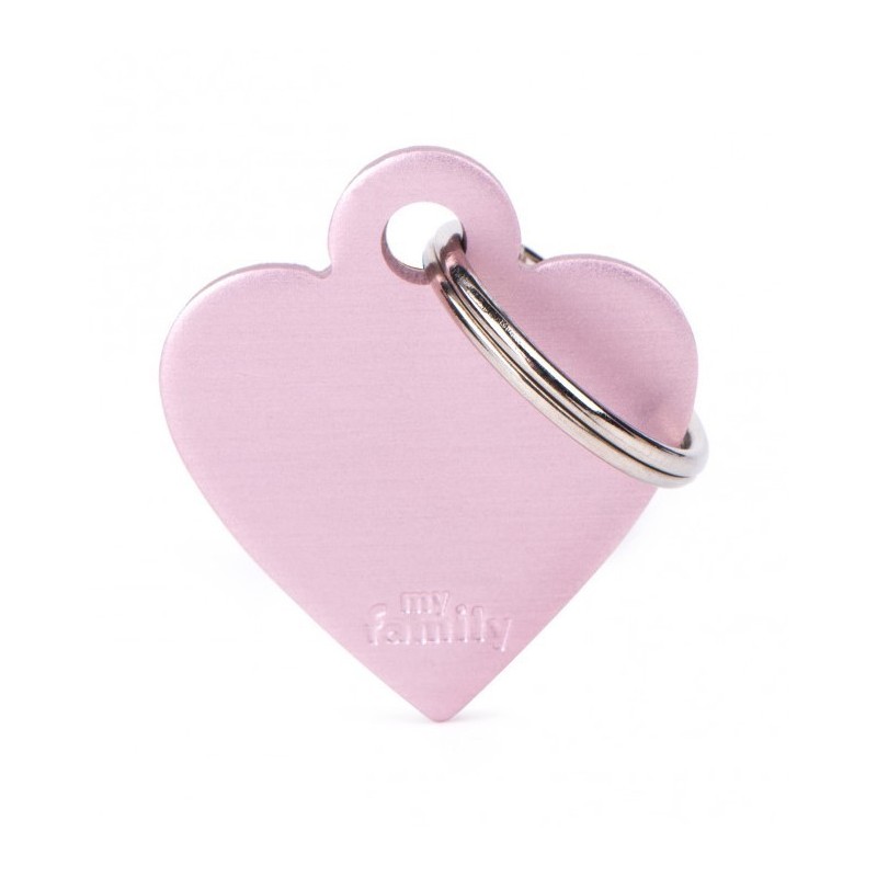 Placa Identificativa Personalizada Corazón Aluminio Rosa