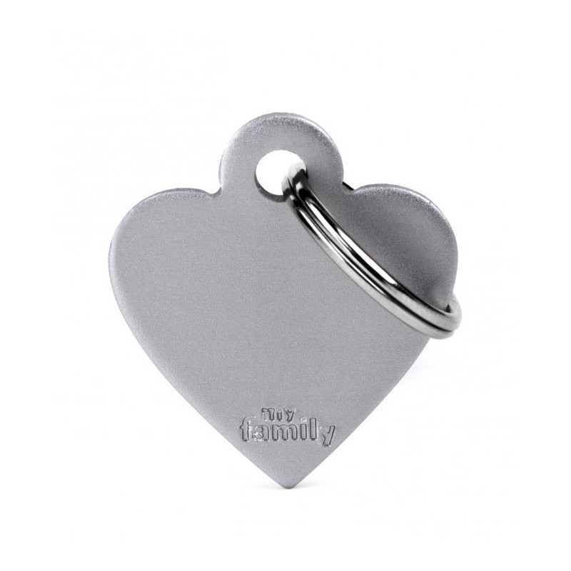Placa Identificativa Personalizada Corazón Aluminio Gris